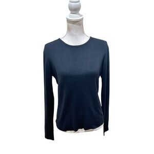 Lauren Ralph Lauren Black Long Sleeve lightweight silk crew neck sweater large